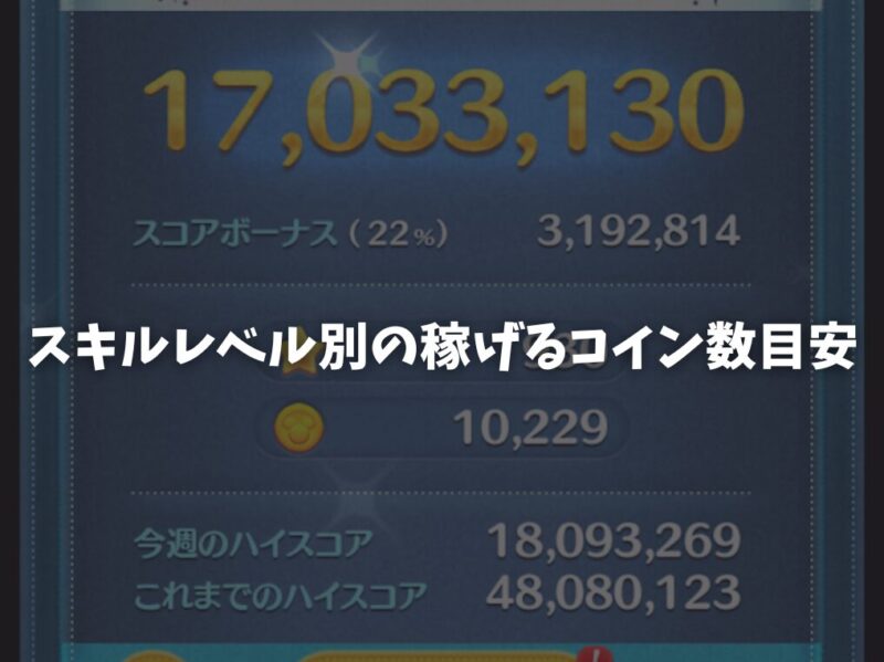 スキルレベル別の稼げるコイン数目安