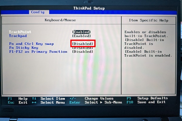 ThinkPadBIOSコンフィグ