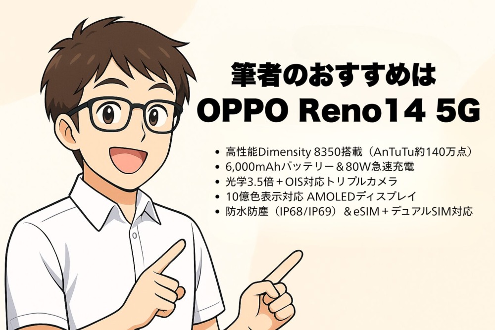 まとめ~筆者のおすすめは「OPPO Reno14 5G」